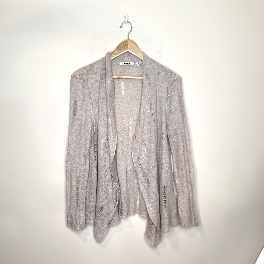 Three Dots Mohair Blend Cardigan Open Sweater